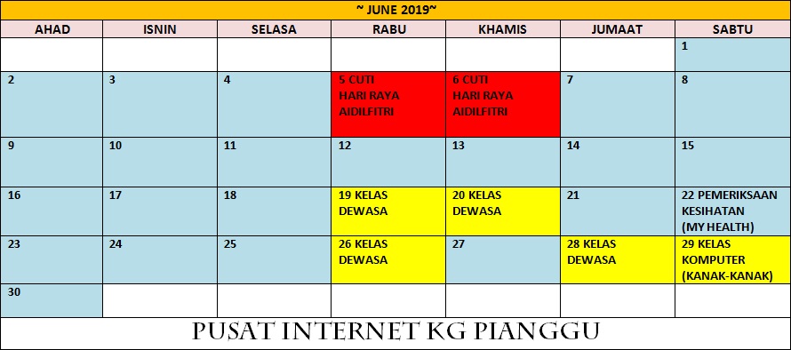 JADUAL AKTIVITI JUN 2019