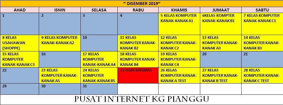 jadual aktiviti bln 12 2019