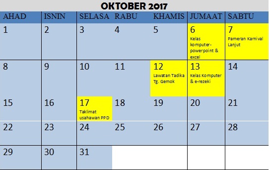 jadual oktober